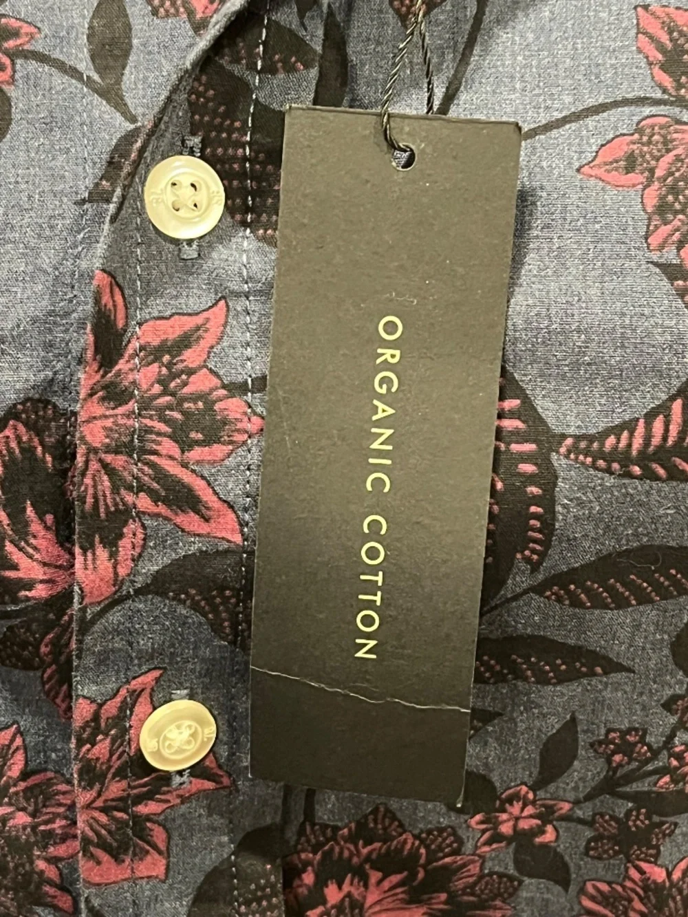 NWT Men’s Banana Republic Dark Blue Floral Print Organic Cotton Button Down S